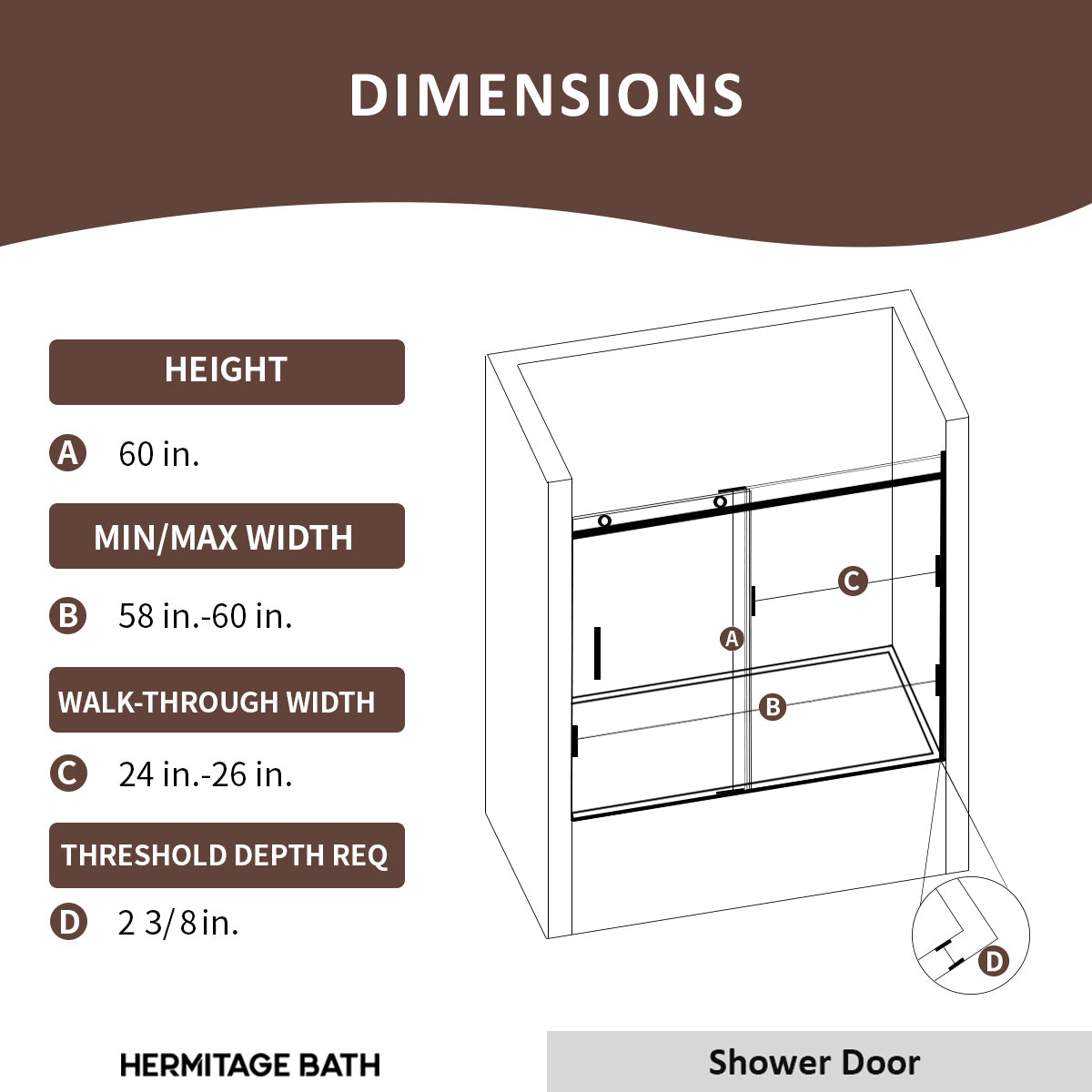 Oceanique 60 in. W x 60 in. H Sliding Semi-Frameless Tub Door in Matte Black Finish with Clear Glass