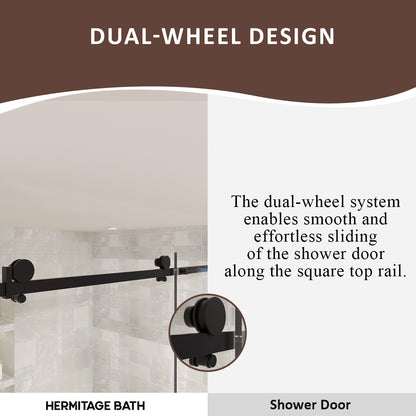 Oceanique 60 in. W x 60 in. H Sliding Semi-Frameless Tub Door in Matte Black Finish with Clear Glass