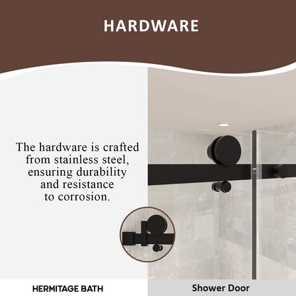 Oceanique 60 in. W x 60 in. H Sliding Semi-Frameless Tub Door in Matte Black Finish with Clear Glass