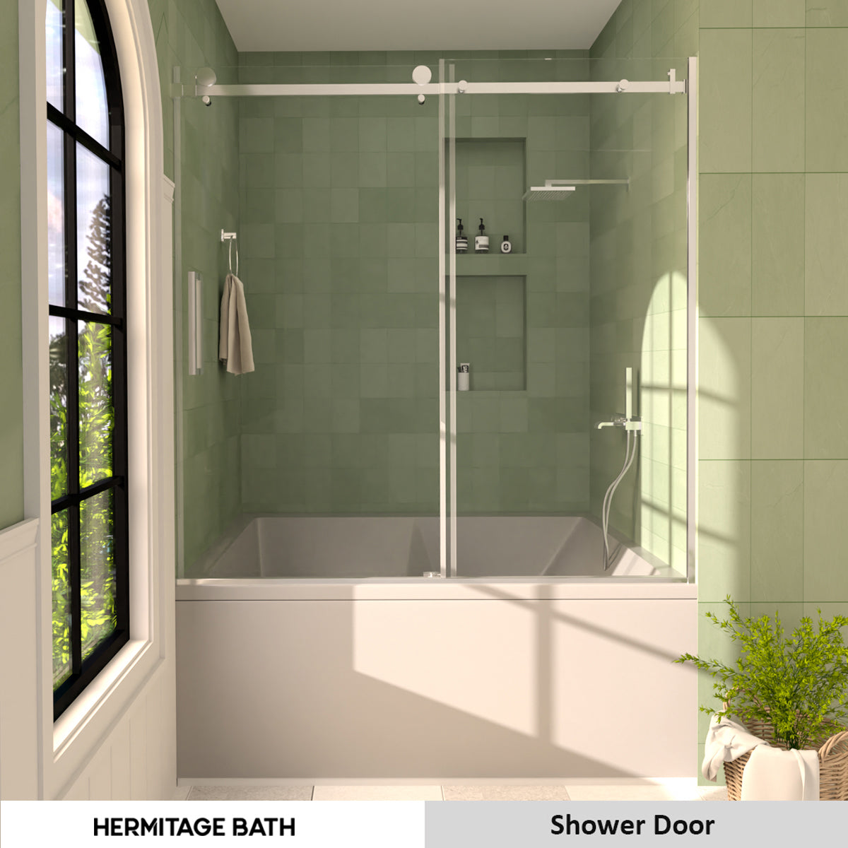 Eletta 60 in. W x 60 in. H Sliding Semi-Frameless Tub Door in Matte Black Finish with Clear Glass HB7151D-6060SV-11_eb00409f-8b94-4d9d-85e9-20a21a06083c