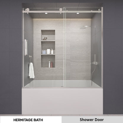 Eletta 60 in. W x 60 in. H Sliding Semi-Frameless Tub Door in Matte Black Finish with Clear Glass HB7151D-6060SV-12_b30c349f-c5ec-4ef3-b34d-edc6b658d563
