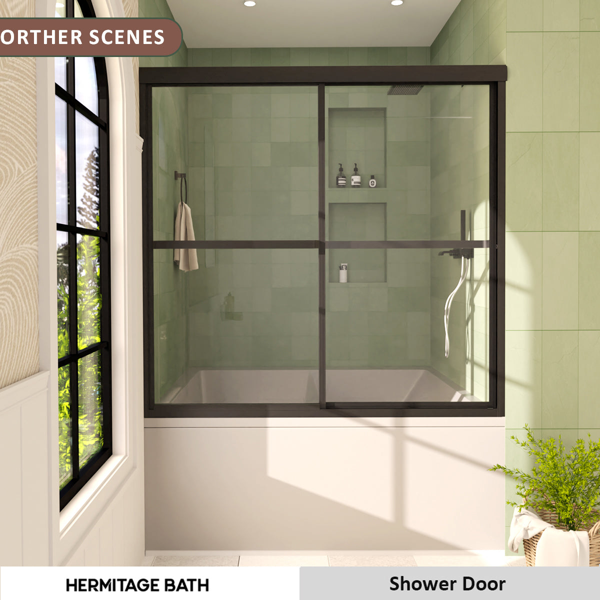 Zylo 59 in. W x 56 in. H Sliding Framed Tub Door with Clear Glass HB82-5659MB-10_888c21e1-d3c8-4cf6-a681-80f2c95de23c