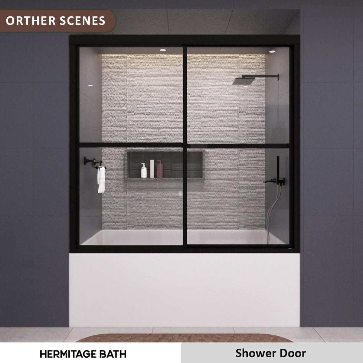 Zylo 59 in. W x 56 in. H Sliding Framed Tub Door with Clear Glass HB82-5659MB-11_9a011769-51f0-4da9-8956-700911c1f311