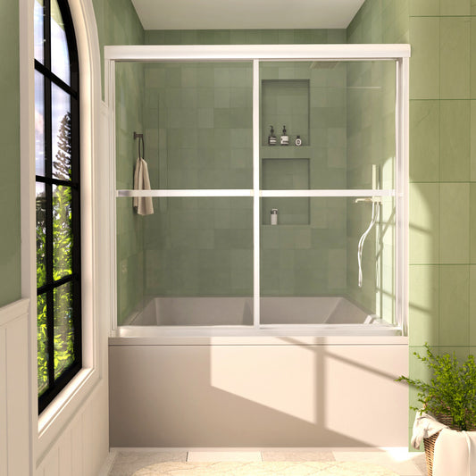Vitra 59 in. W x 56 in. H Sliding Framed Tub Door in Chrome Finish with Clear Glass