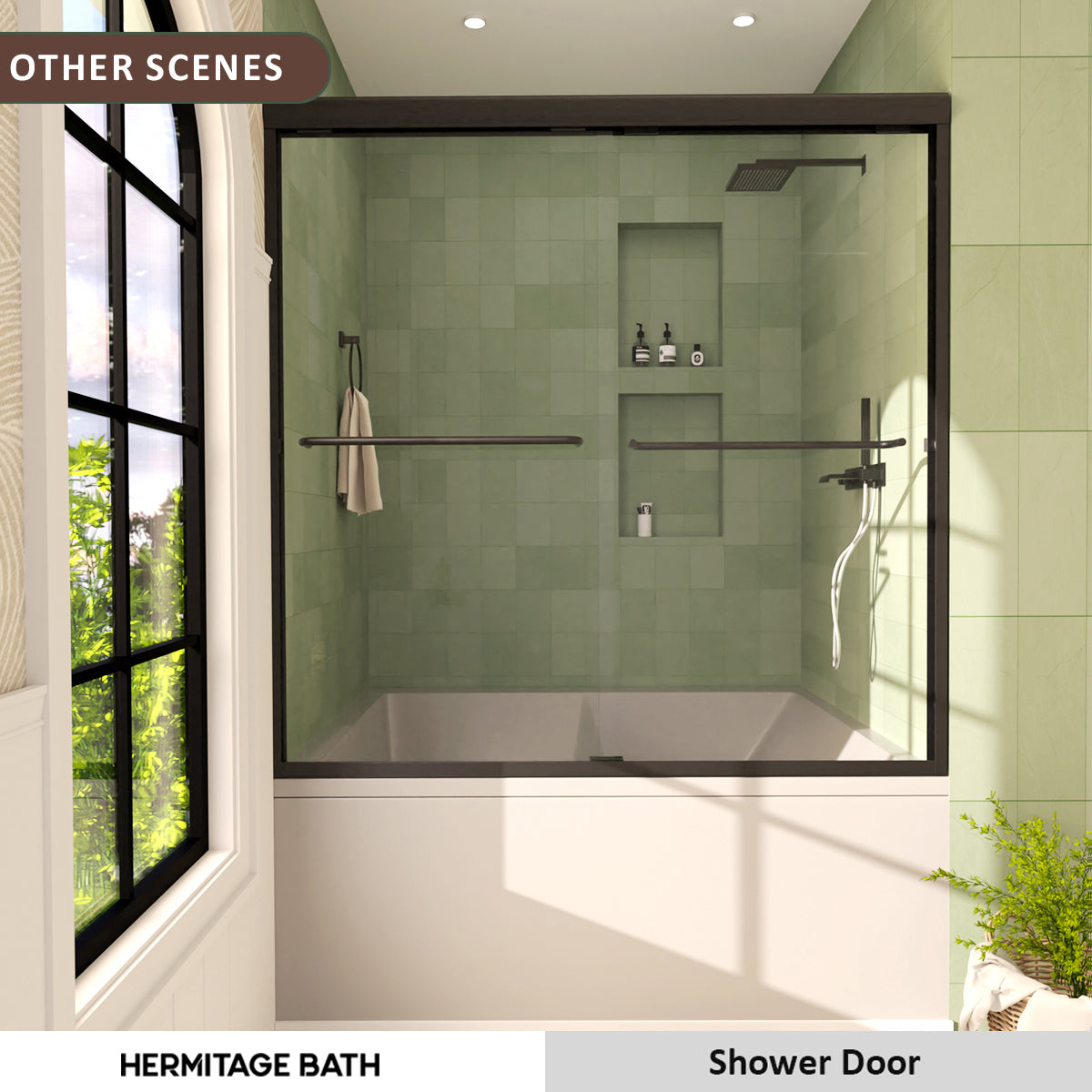 Nesso 60 in. W x 60 in. H Sliding Semi Frameless Tub Door in Chrome Finish with Clear Glass HB97-5660MB-10