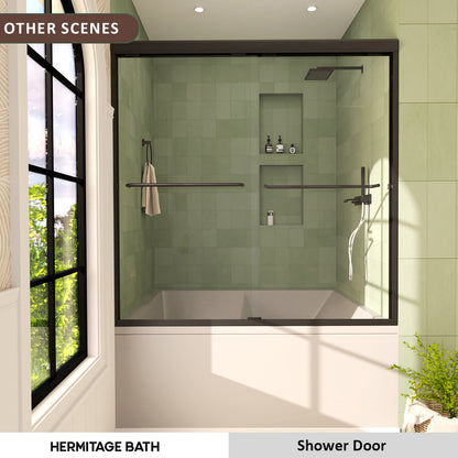 Nepti 60 in. W x 56 in. H Sliding Semi Frameless Tub Door with Clear Glass