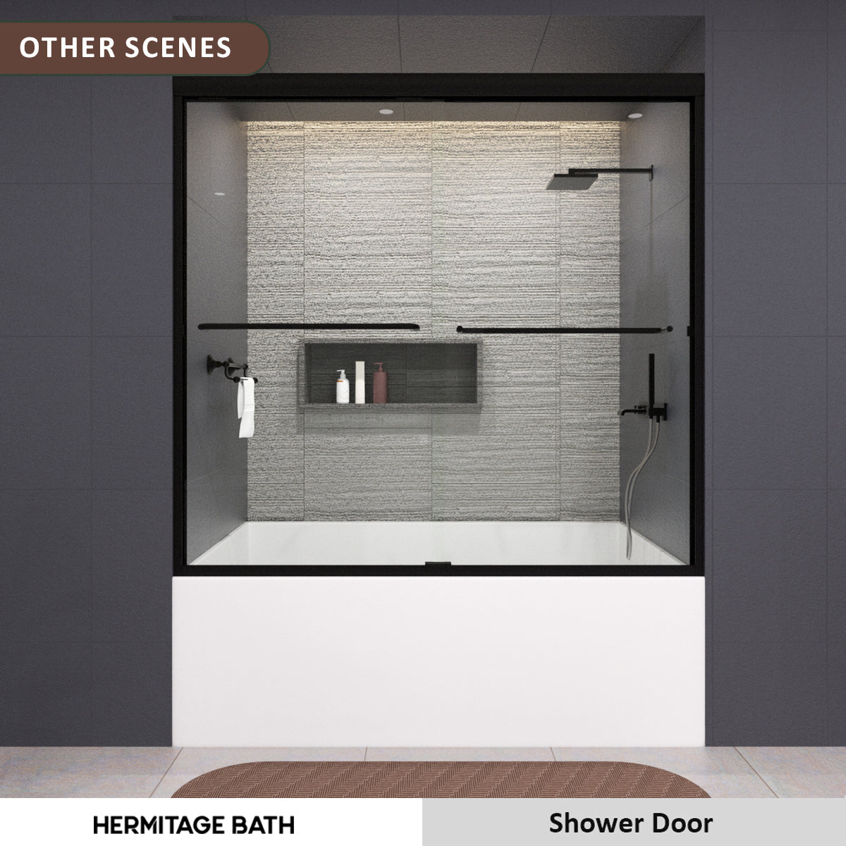 Nesso 60 in. W x 60 in. H Sliding Semi Frameless Tub Door in Chrome Finish with Clear Glass HB97-5660MB-11