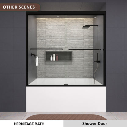 Nesso 60 in. W x 60 in. H Sliding Semi Frameless Tub Door in Chrome Finish with Clear Glass HB97-5660MB-11