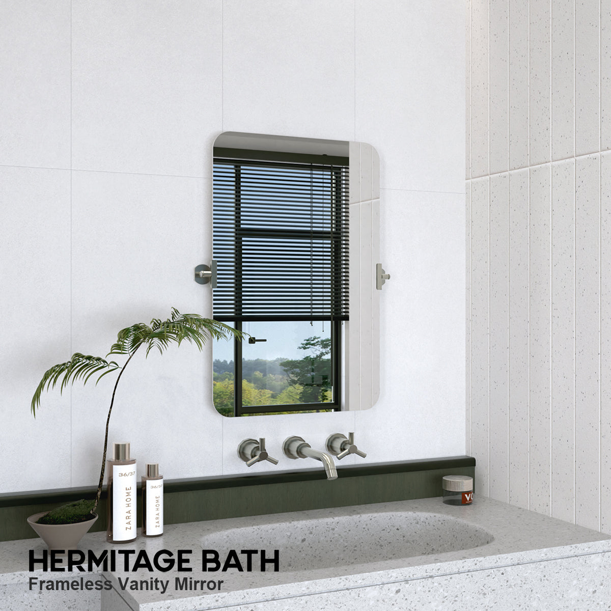 Edge 20 in. W x 30 in. H Rectangular Framed Adjustable Tilt Wall-Mounted Bathroom Vanity Mirror HBCL-2030BN-11