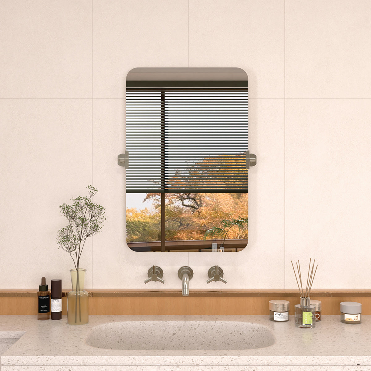 Edge 20 in. W x 30 in. H Rectangular Framed Adjustable Tilt Wall-Mounted Bathroom Vanity Mirror Brushed Nickel HBCL-2030BN-1_43dff88a-5dd6-4139-bcda-3ec43f998d29