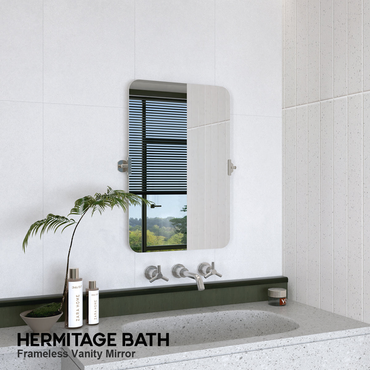 Edge 20 in. W x 30 in. H Rectangular Framed Adjustable Tilt Wall-Mounted Bathroom Vanity Mirror HBCL-2030CR-11