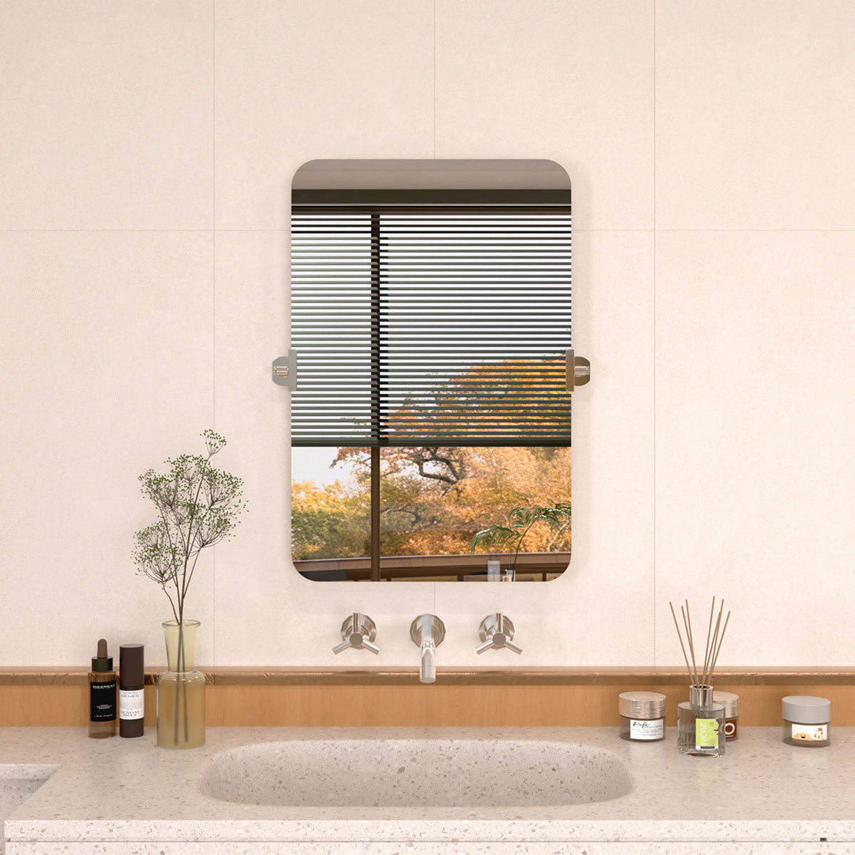 Edge 20 in. W x 30 in. H Rectangular Framed Adjustable Tilt Wall-Mounted Bathroom Vanity Mirror Chrome HBCL-2030CR-1_f3609bce-74ed-40e1-8631-e2d254e78589