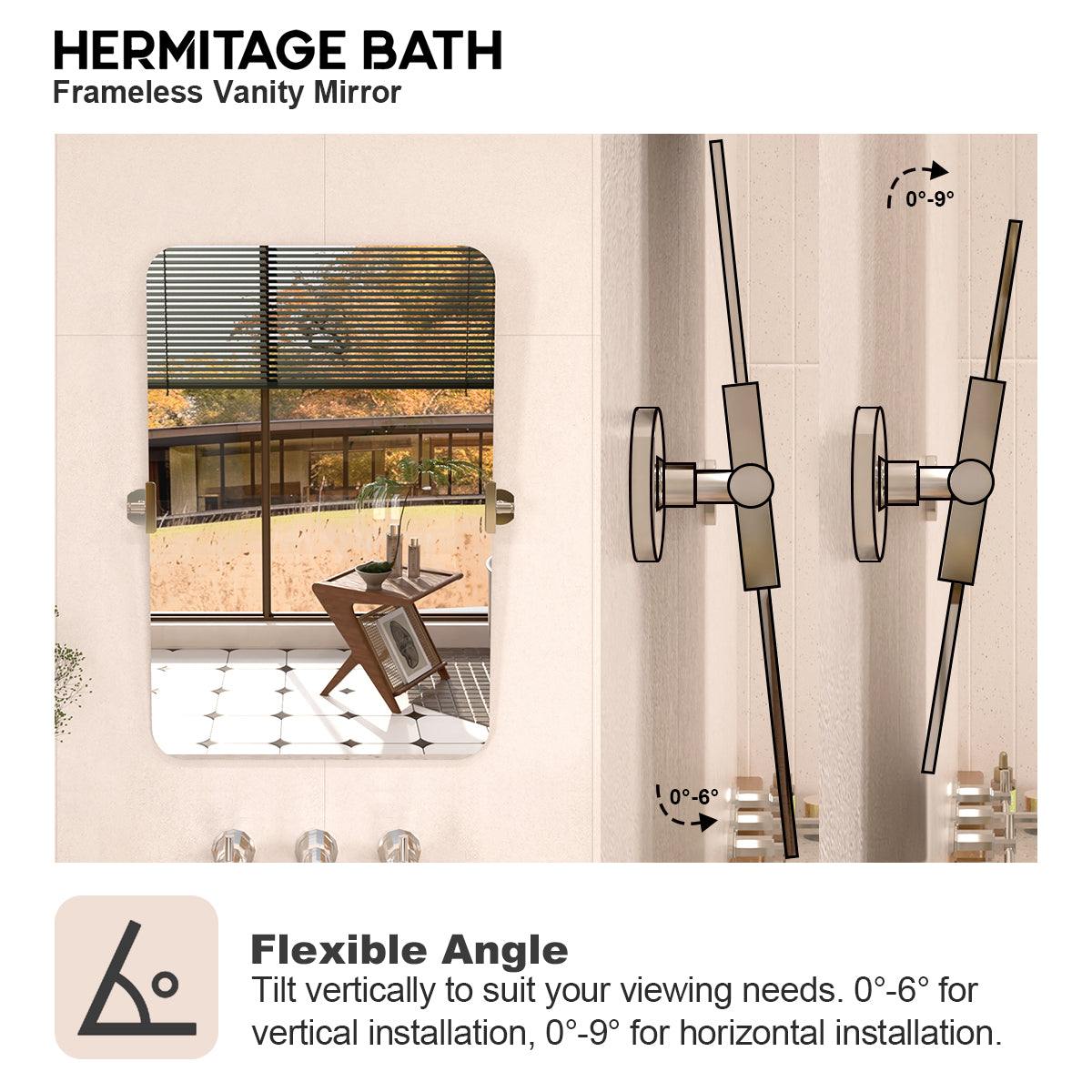 Edge 20 in. W x 30 in. H Rectangular Framed Adjustable Tilt Wall-Mounted Bathroom Vanity Mirror HBCL-2030CR-4