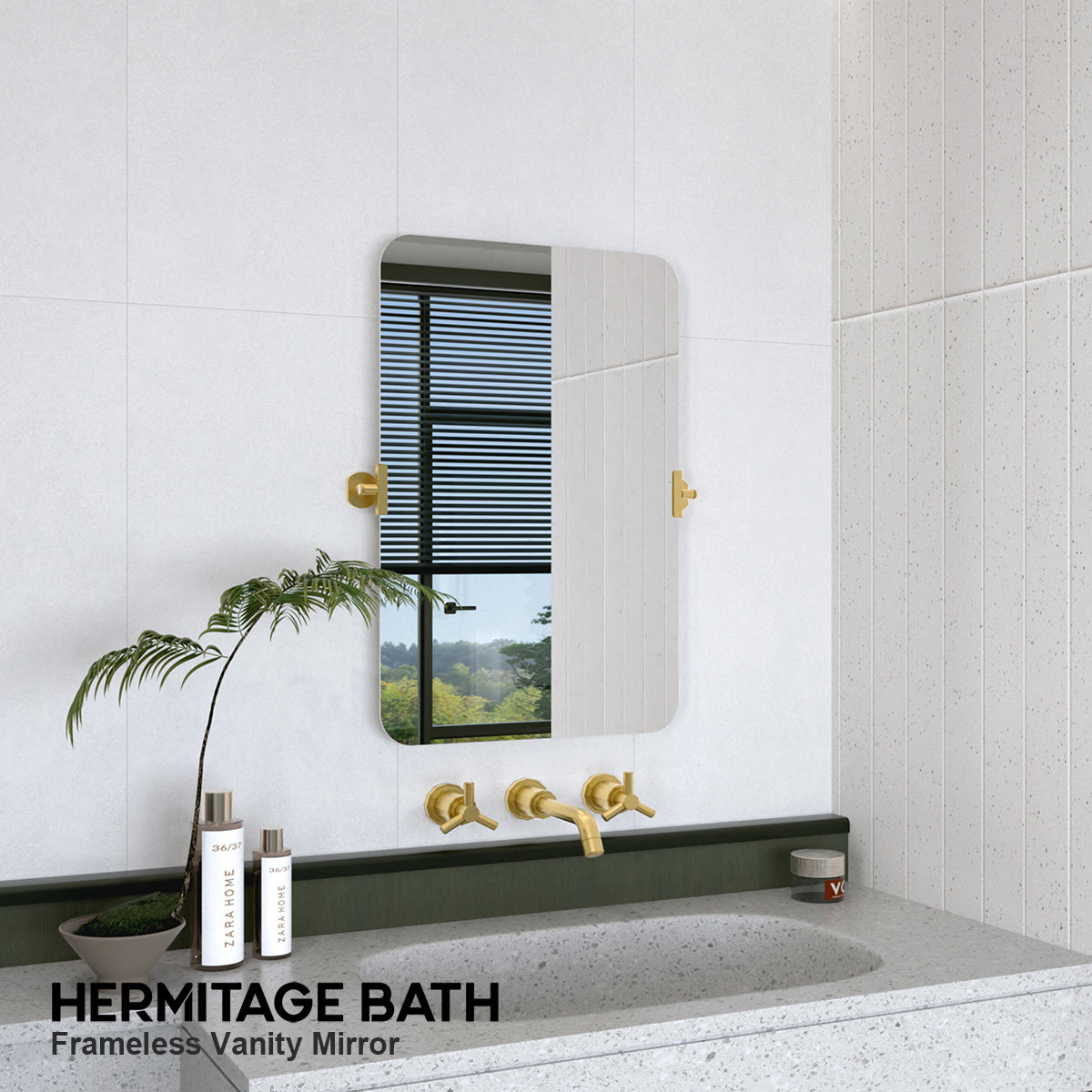 Edge 20 in. W x 30 in. H Rectangular Framed Adjustable Tilt Wall-Mounted Bathroom Vanity Mirror HBCL-2030GD-11_3d1eb6d9-13e0-4daa-8df9-2786b57cb5d2