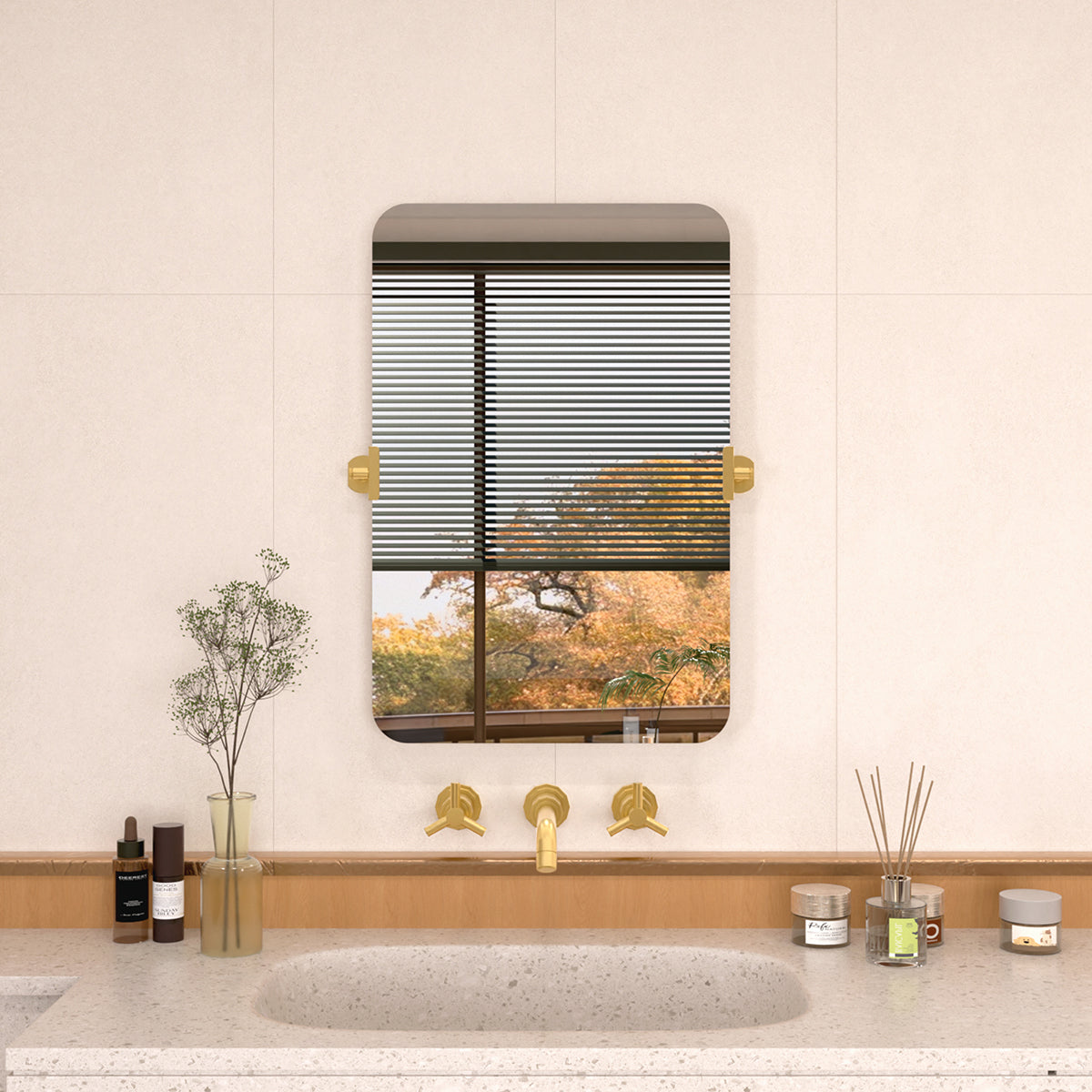 Edge 20 in. W x 30 in. H Rectangular Framed Adjustable Tilt Wall-Mounted Bathroom Vanity Mirror HBCL-2030GD-1_fcb0cdc8-ceb4-46e8-aac7-f76f05072170