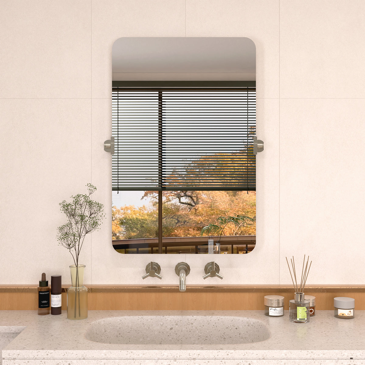 Edge 24 in. W x 36 in. H Rectangular Framed Adjustable Tilt Wall-Mounted Bathroom Vanity Mirror Brushed Nickel HBCL-2436BN-1_46075325-e97a-4c0b-b189-ffda1281e67f