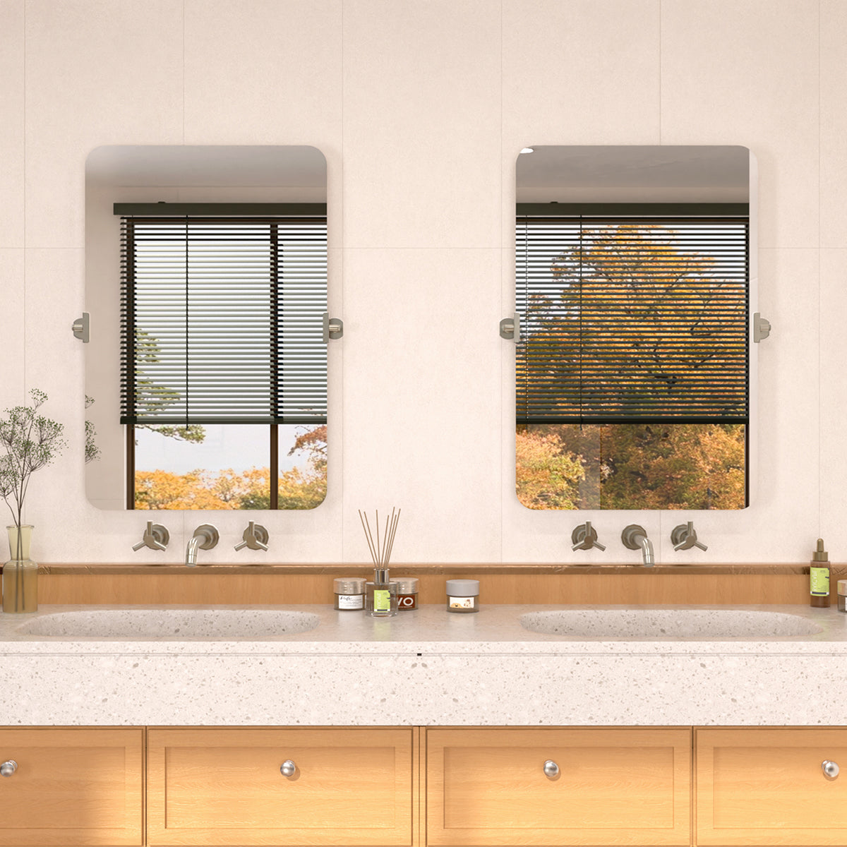 Edge 24 in. W x 36 in. H Rectangular Framed Adjustable Tilt Wall-Mounted Bathroom Vanity Mirror HBCL-2436BN-2_7704d5b9-67c1-4e9d-aa6e-3c7f96e016cf