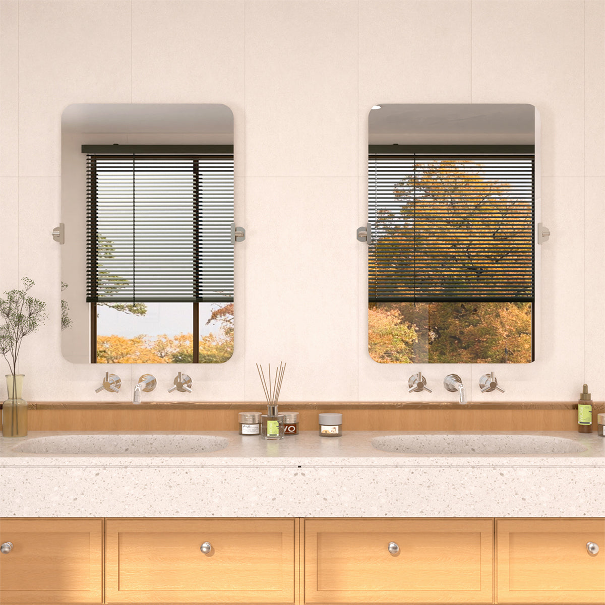 Edge 24 in. W x 36 in. H Rectangular Framed Adjustable Tilt Wall-Mounted Bathroom Vanity Mirror HBCL-2436CR-2_1a99e76f-7b9b-4340-94e4-5cbf2cb2a6d6