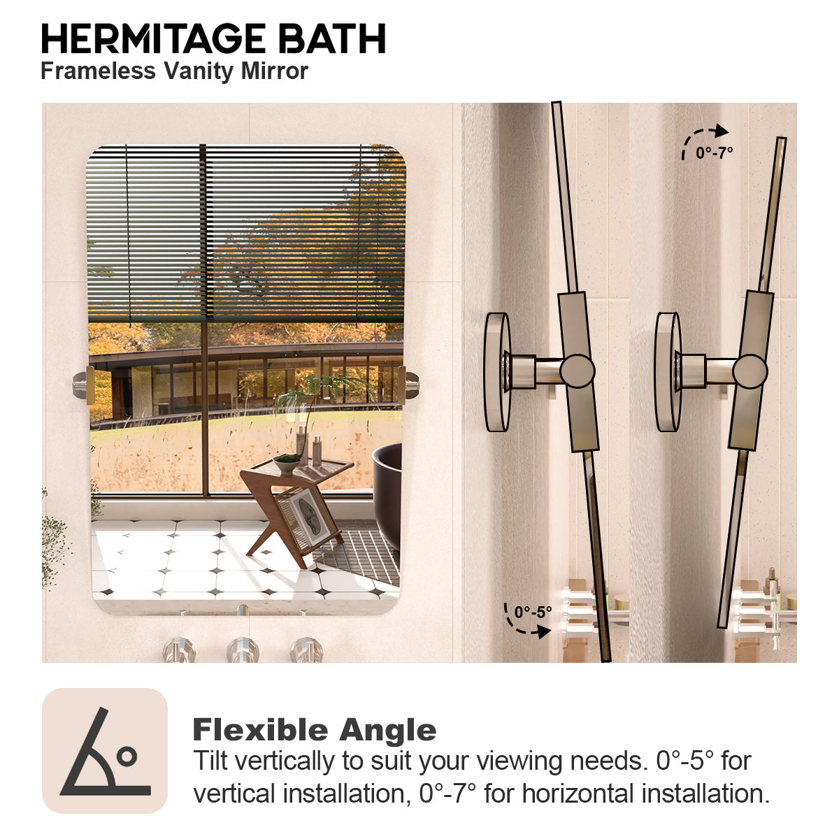 Edge 24 in. W x 36 in. H Rectangular Framed Adjustable Tilt Wall-Mounted Bathroom Vanity Mirror HBCL-2436CR-4_b15051bd-c455-46db-9643-b5e4189a8d28