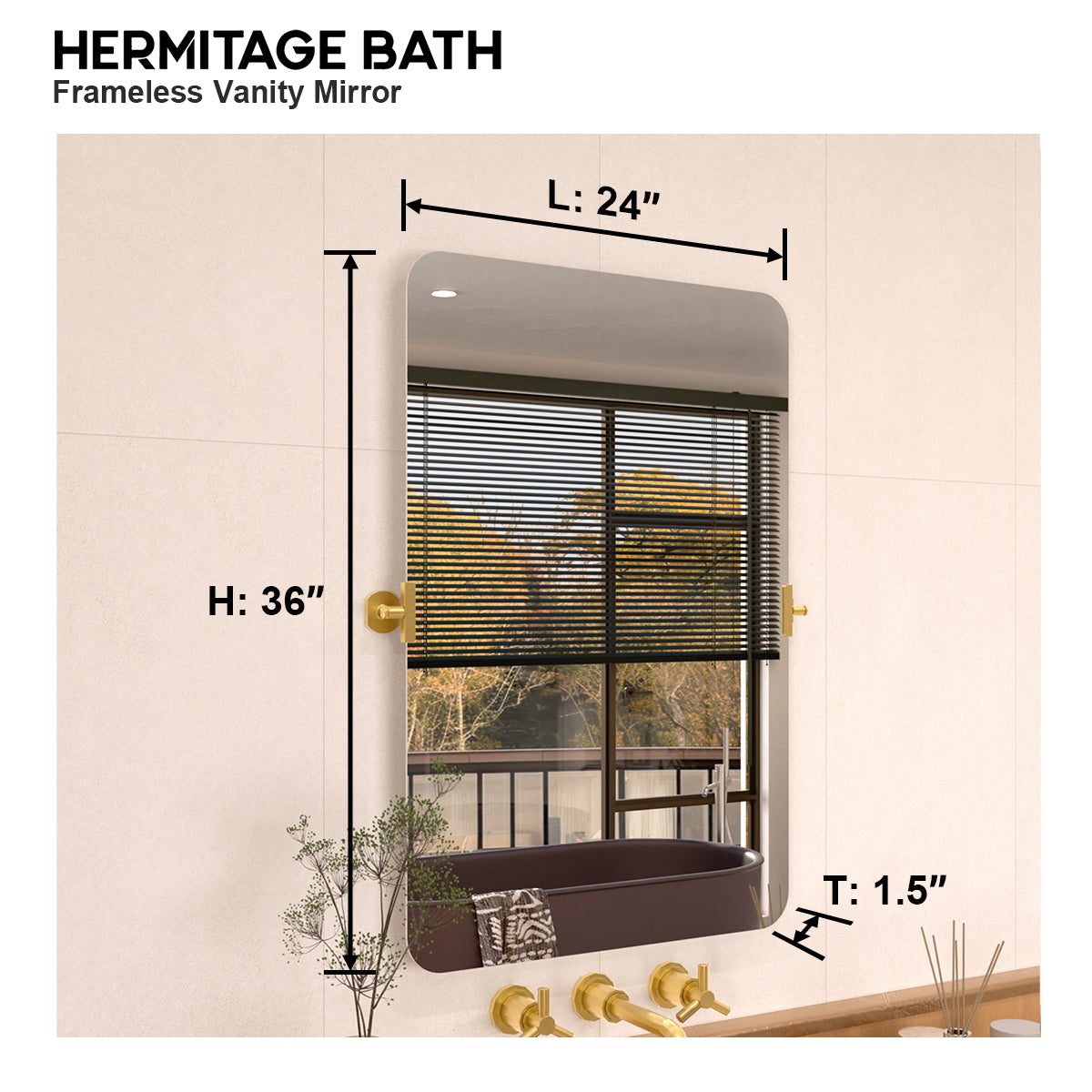 Edge 24 in. W x 36 in. H Rectangular Framed Adjustable Tilt Wall-Mounted Bathroom Vanity Mirror HBCL-2436GD-3_d684b2e3-6673-4b1e-84c5-4938daf46cb8