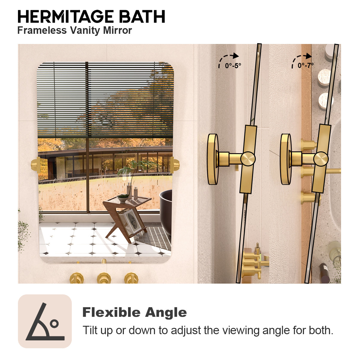 Edge 24 in. W x 36 in. H Rectangular Framed Adjustable Tilt Wall-Mounted Bathroom Vanity Mirror HBCL-2436GD-4_e896dc99-0cff-405d-8dab-34d076265667