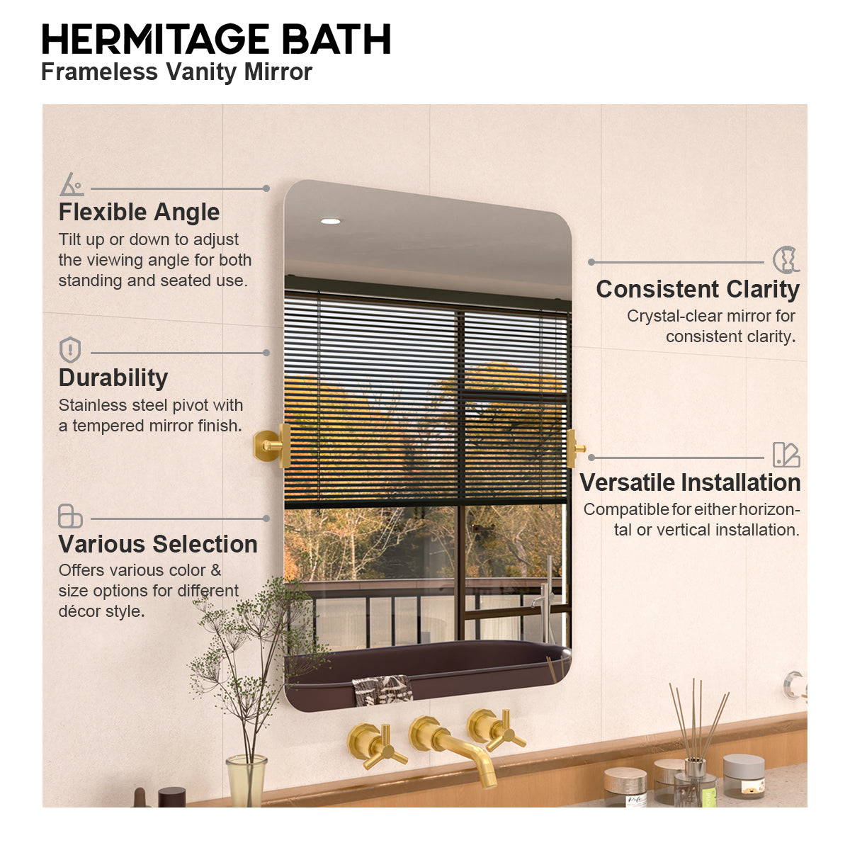 Edge 24 in. W x 36 in. H Rectangular Framed Adjustable Tilt Wall-Mounted Bathroom Vanity Mirror HBCL-2436GD-9_55ddce64-aeaf-43bc-bd74-7ba26318fdc7