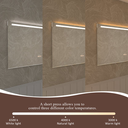 Spring 42 in. W x 24 in. H Rectangular Frameless LED Wall Bathroom Vanity Mirror