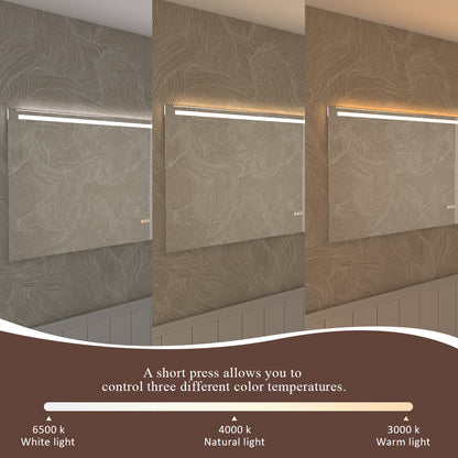 Spring 42 in. W x 24 in. H Rectangular Frameless LED Wall Bathroom Vanity Mirror