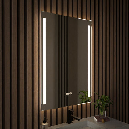 S Spring 24 in. W x 36 in. H Rectangular Frameless LED Wall Bathroom Vanity Mirror
