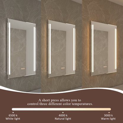 S Spring 24 in. W x 36 in. H Rectangular Frameless LED Wall Bathroom Vanity Mirror