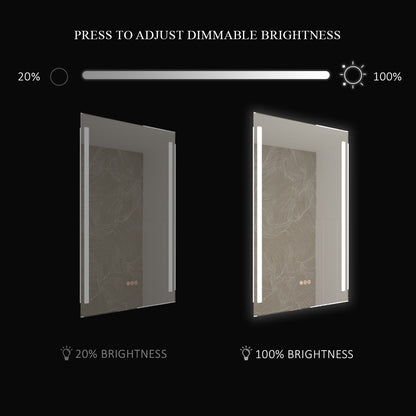 S Spring 24 in. W x 36 in. H Rectangular Frameless LED Wall Bathroom Vanity Mirror