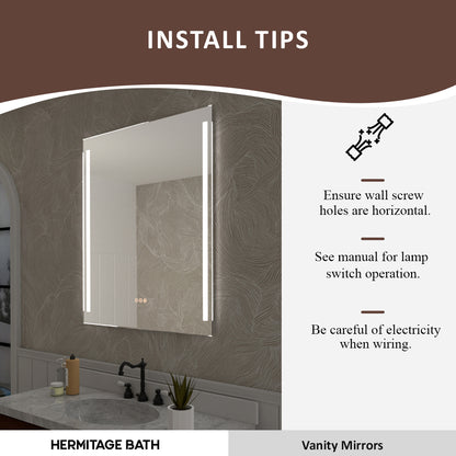 S Spring 24 in. W x 36 in. H Rectangular Frameless LED Wall Bathroom Vanity Mirror