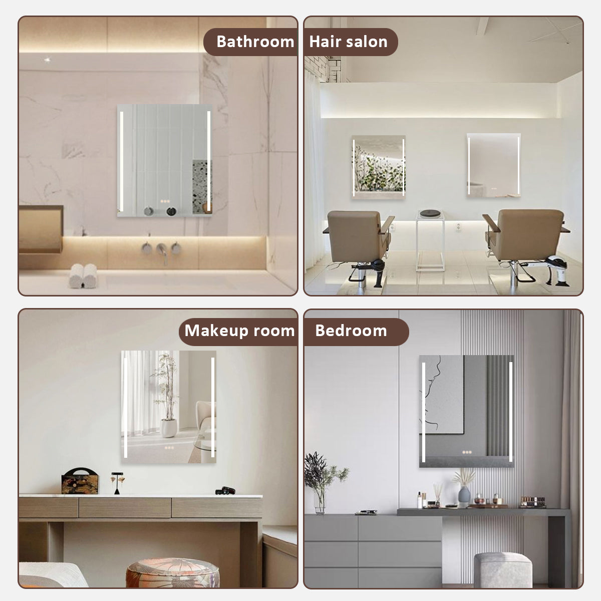 S Spring 24 in. W x 36 in. H Rectangular Frameless LED Wall Bathroom Vanity Mirror