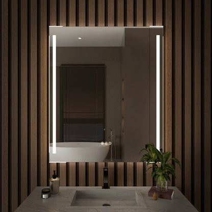 S Spring 24 in. W x 36 in. H Rectangular Frameless LED Wall Bathroom Vanity Mirror