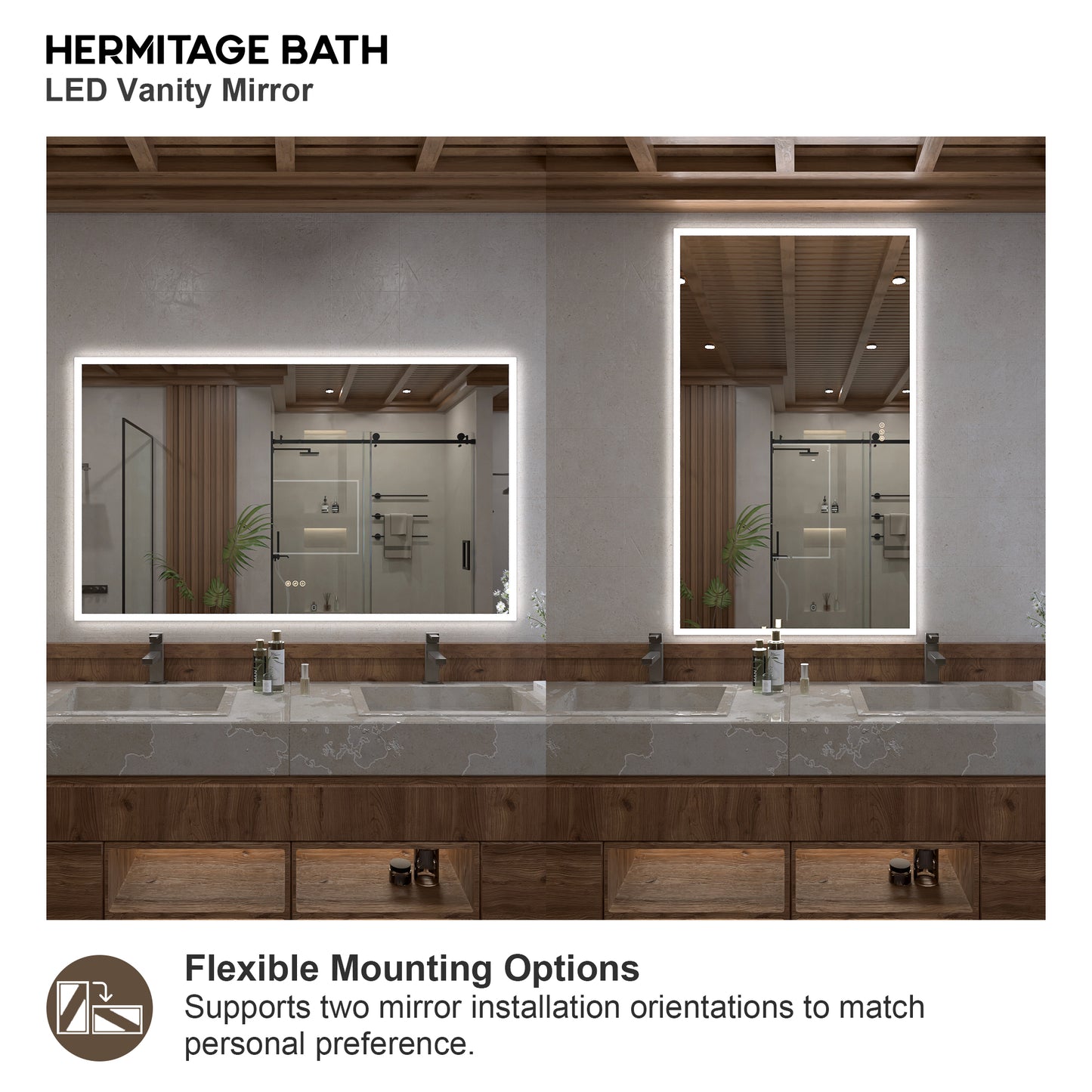 Musci Rectangular Frameless LED Wall Bathroom Vanity Mirror