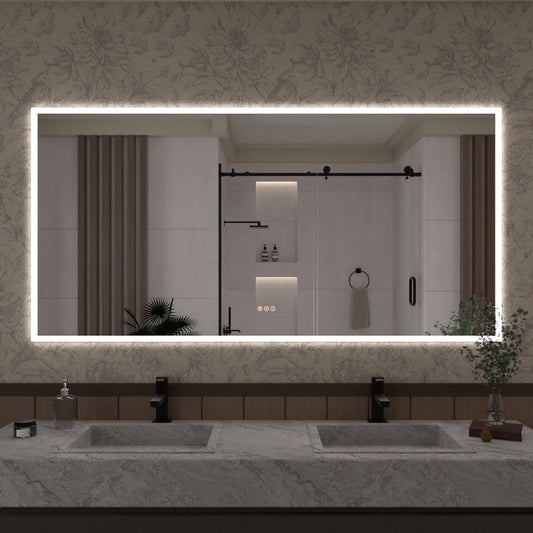 Musci Rectangular Frameless LED Wall Bathroom Vanity Mirror