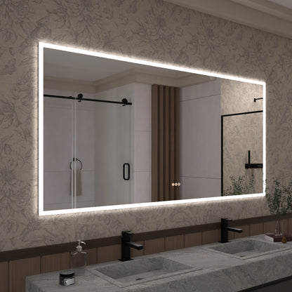 Musci Rectangular Frameless LED Wall Bathroom Vanity Mirror