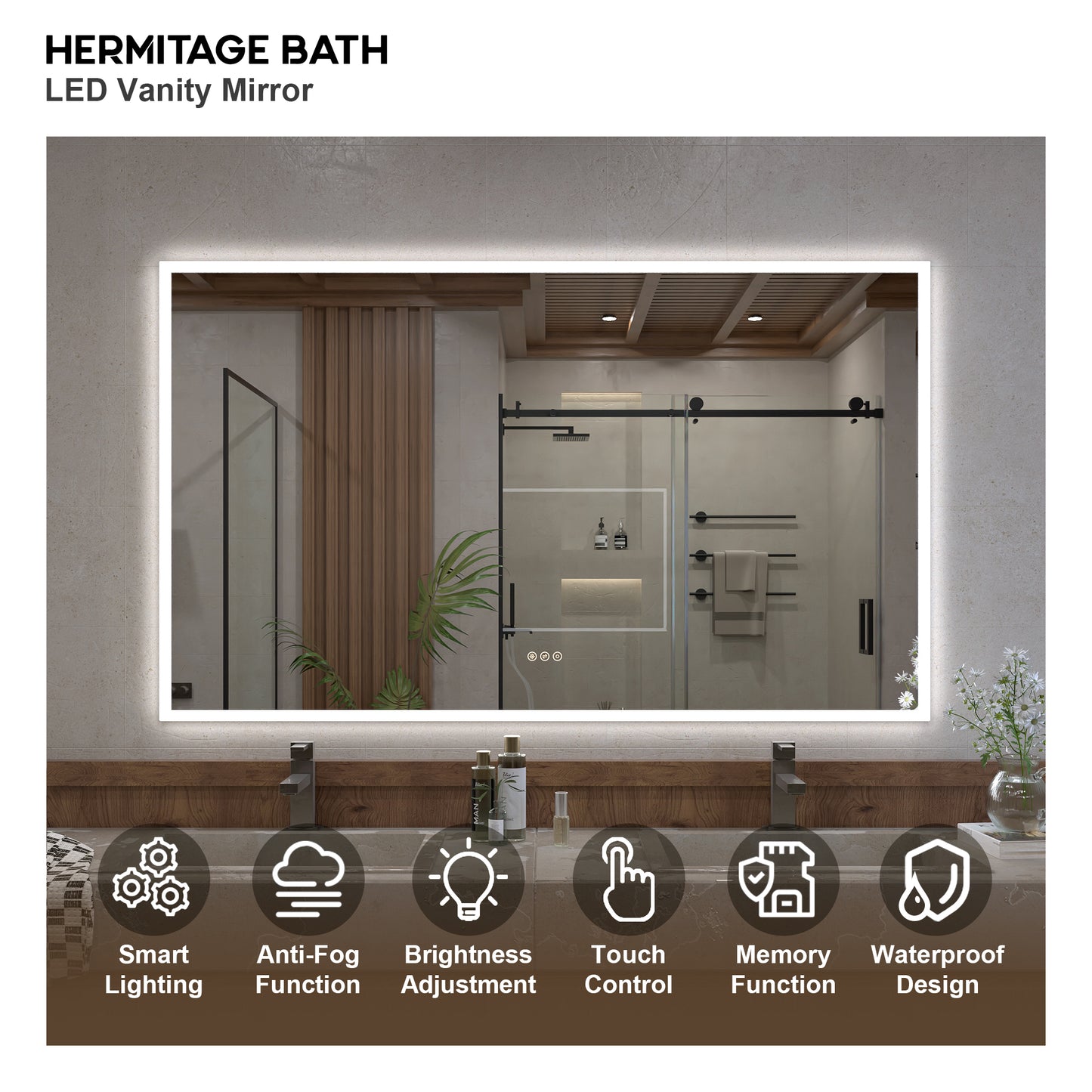Musci Rectangular Frameless LED Wall Bathroom Vanity Mirror