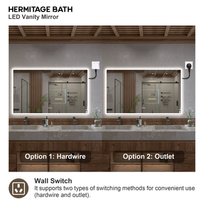 Musci Rectangular Frameless LED Wall Bathroom Vanity Mirror