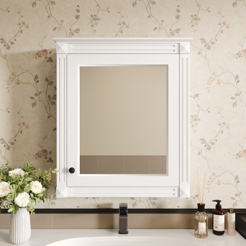 Heritage 24 in. W x 27 in. H Rectangular Surface Mounted Medicine Cabinet with Mirror and Adjustable Shelves
