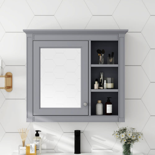 LuxuryCore 28 in W x30 in H Rectangular MDF Medicine Cabinet Wall Medicine Cabinet with Mirror
