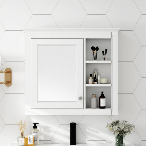 LuxuryCore 28 in W x30 in H Rectangular MDF Medicine Cabinet Wall Medicine Cabinet with Mirror
