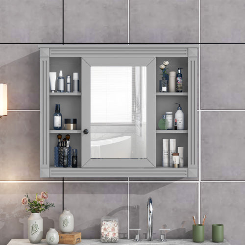 35 in. W x 28.7 in. H Rectangular MDF Wall Mounted Bathroom Medicine Cabinet with Mirror