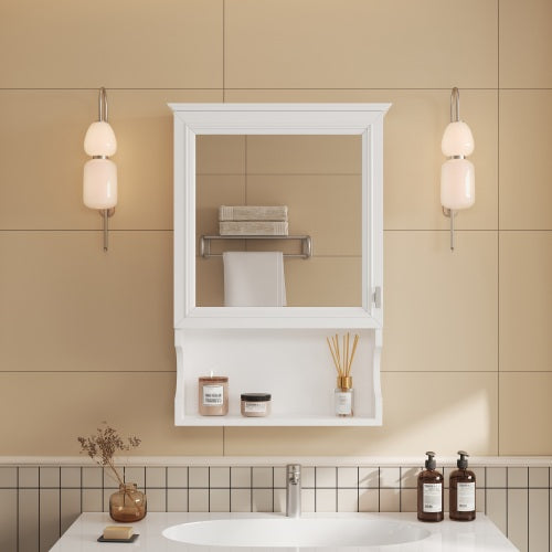 Halcyon 20 in. W x 28.7 in. H Rectangular MDF Modern Wall Mounted Bathroom Medicine Cabinet with Mirror