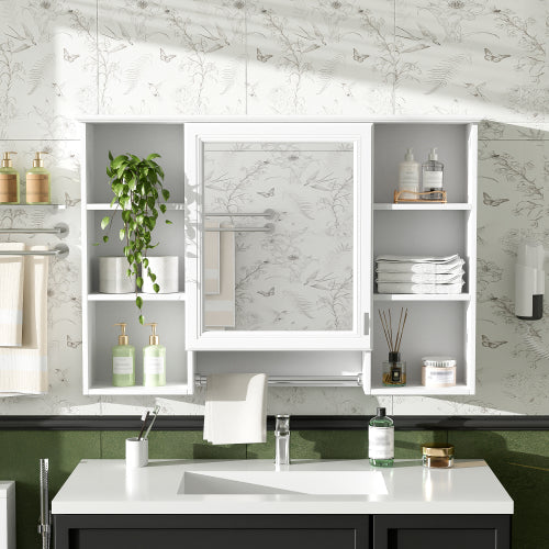 Eclat 41 in. W x 28.7 in. H Rectangular MDF Modern Wall Mounted Bathroom Medicine Cabinet with Mirror White HBMC8613-4128WT