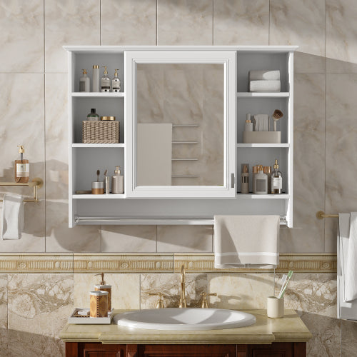 Luxe 36 in. W x 28.7 in. H Rectangular MDF Modern Wall Mounted Bathroom Medicine Cabinet with Mirror White HBMC8618-3628WT
