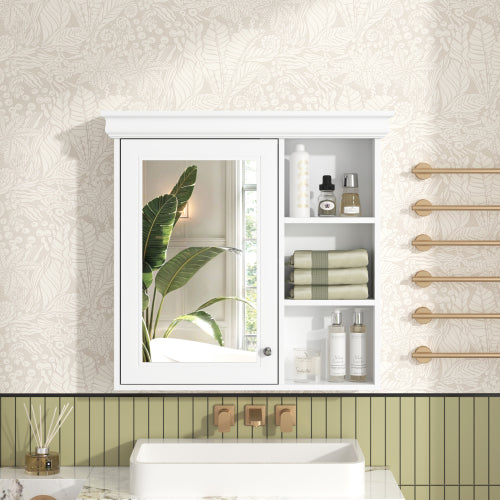 Velvet 30 in. W x 28.7 in. H Rectangular MDF Modern Wall Mounted Bathroom Medicine Cabinet with Mirror White HBMC9425-3028WT