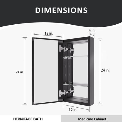 Flicker 12 in. W x 24 in. H Rectangular Aluminum or Surface-Mount Beveled Medicine Cabinet with Mirror