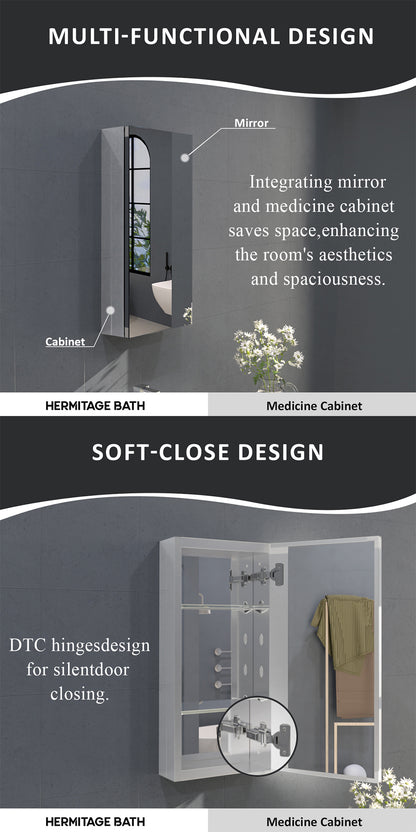 Flicker 12 in. W x 24 in. H Rectangular Aluminum or Surface-Mount Beveled Medicine Cabinet with Mirror