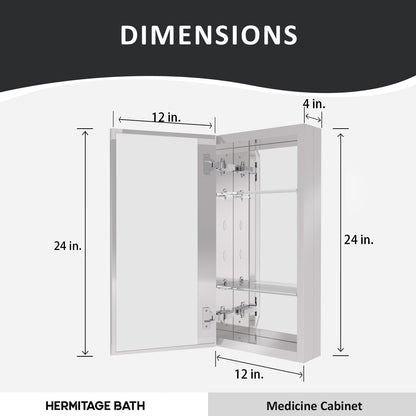 Flicker 12 in. W x 24 in. H Rectangular Aluminum or Surface-Mount Beveled Medicine Cabinet with Mirror